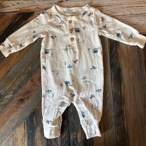 Carter's Cream Jumpsuit with Farm Print - Horse/Cows/Trucks/Planes